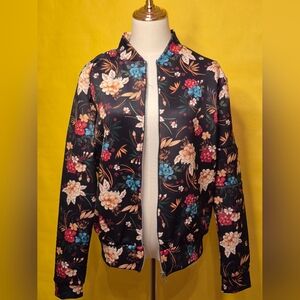 Floral Satin Bomber Jacket - Black BooHoo